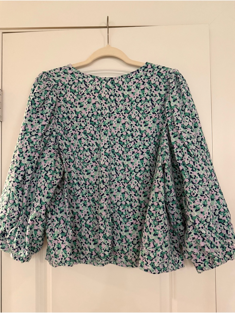 a new day Floral V-Neck Blouse - Mint Green & Lavender - Picture 2 of 3